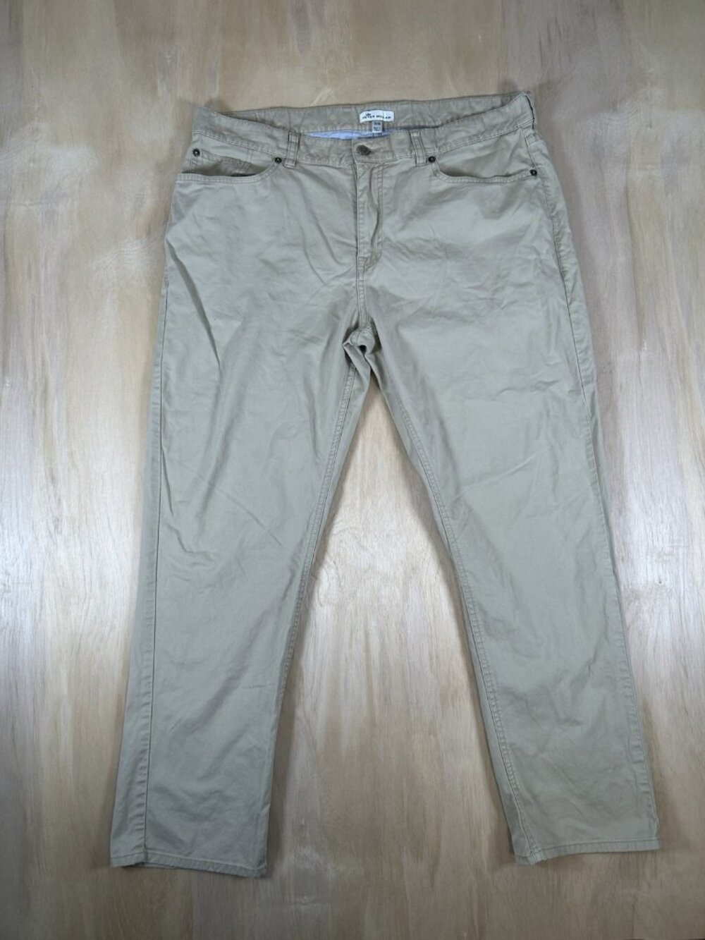 Peter Millar 5-Pocket Pants Men 38x30 Beige Khaki Stretch Twill Tapered Chino